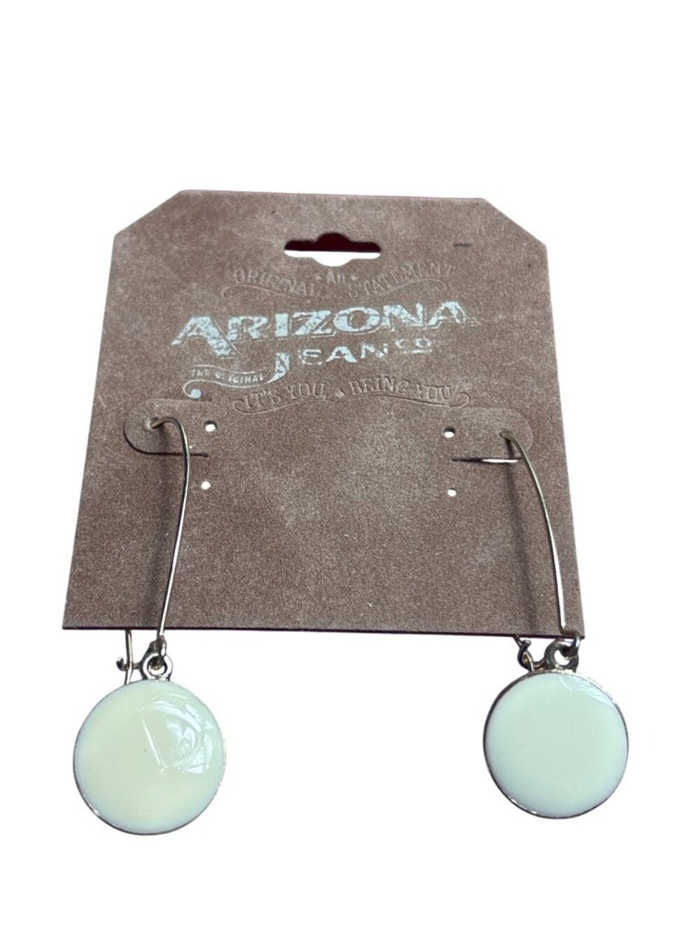 Arizona Cream Enamel Dangle Earrings Goldtone 2.25 inches Long New